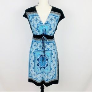 Enfocus Black and Blue Knit Dress Size 4 Petite